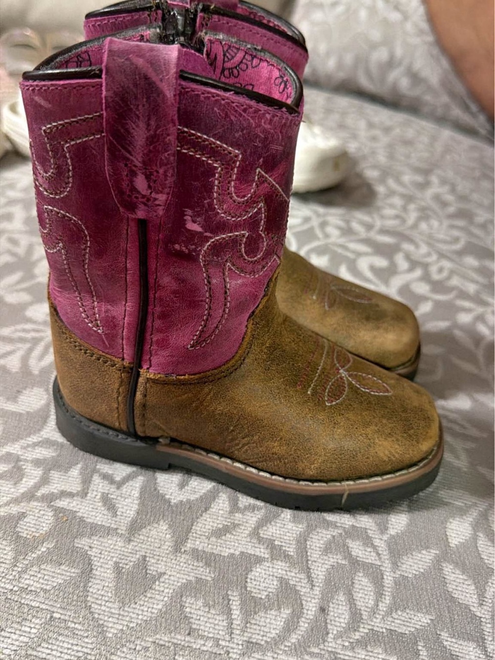 Shyanne Brown & Pink Western Toddler Boots